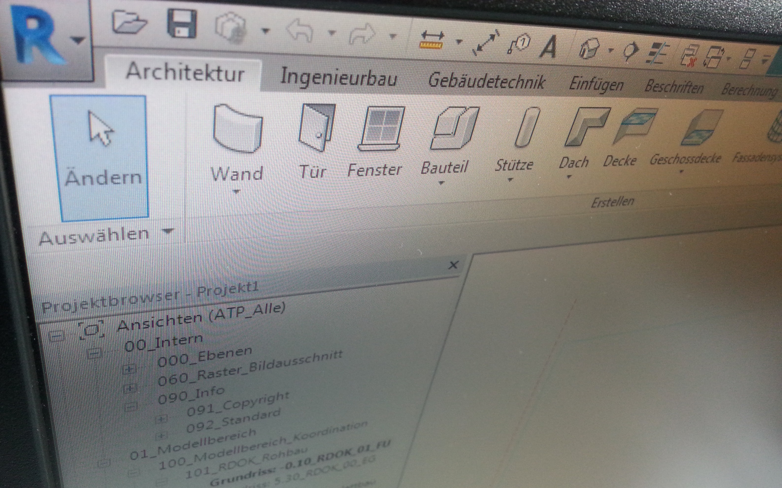 Benutzeroberfläche in Revit